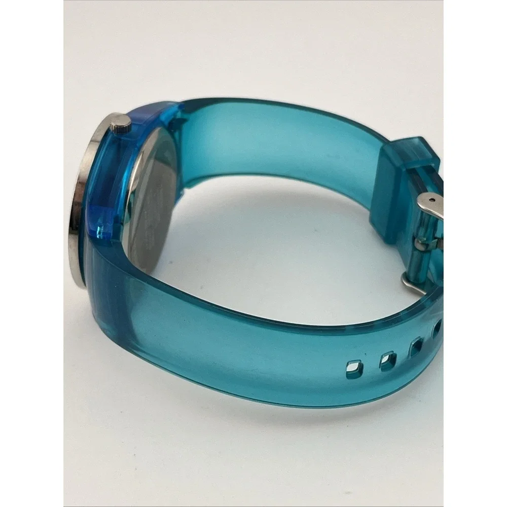Target Watch Women 36mm Case Blue Plastic Band Silver Bezel- New Battery‎